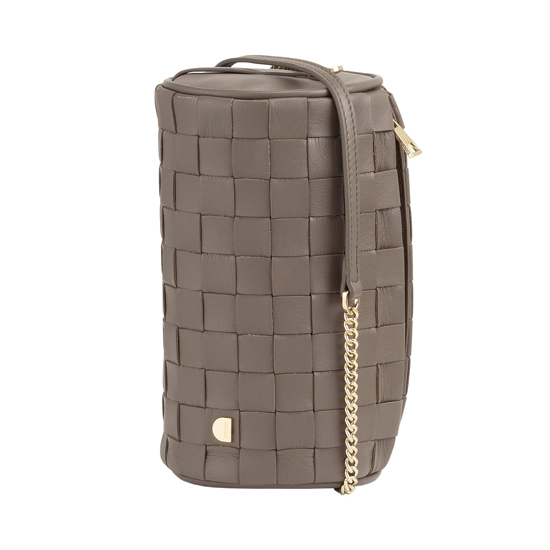DUDU Sac Cylindre pour Femme en Cuir Véritable Tressé avec Bandoulière en Chaîne, Élégant - Design Artisanal, Sac à Bandoulière Cylindrique de Luxe pour Occasions Décontractées et Spéciales