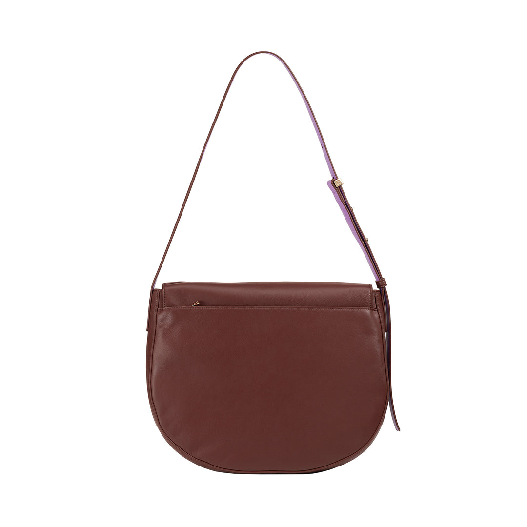 DUDU Grand Sac Femme en Cuir Véritable avec Rabat Avant, Sac Bandoulière Ajustable et Fermeture à Rabat avec Boutons Magnétiques - Élégant et Pratique pour Chaque Occasion