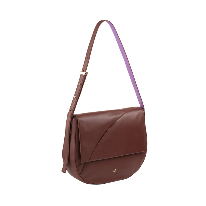 DUDU Grand Sac Femme en Cuir Véritable avec Rabat Avant, Sac Bandoulière Ajustable et Fermeture à Rabat avec Boutons Magnétiques - Élégant et Pratique pour Chaque Occasion