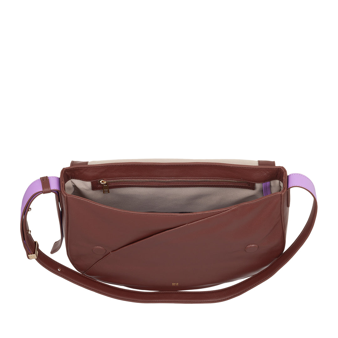 DUDU Grand Sac Femme en Cuir Véritable avec Rabat Avant, Sac Bandoulière Ajustable et Fermeture à Rabat avec Boutons Magnétiques - Élégant et Pratique pour Chaque Occasion