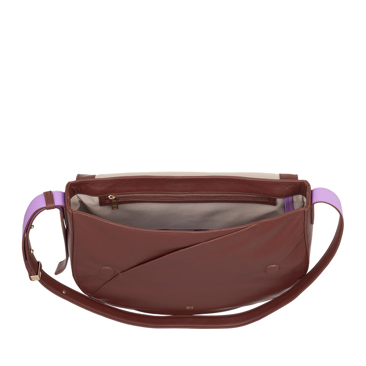 DUDU Grand Sac Femme en Cuir Véritable avec Rabat Avant, Sac Bandoulière Ajustable et Fermeture à Rabat avec Boutons Magnétiques - Élégant et Pratique pour Chaque Occasion