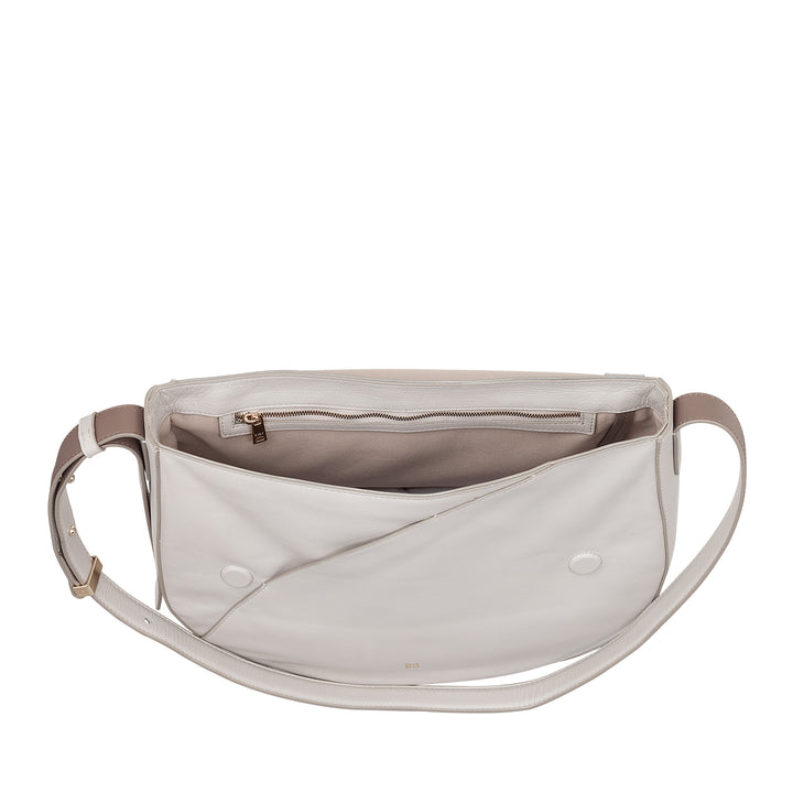 DUDU Grand Sac Femme en Cuir Véritable avec Rabat Avant, Sac Bandoulière Ajustable et Fermeture à Rabat avec Boutons Magnétiques - Élégant et Pratique pour Chaque Occasion