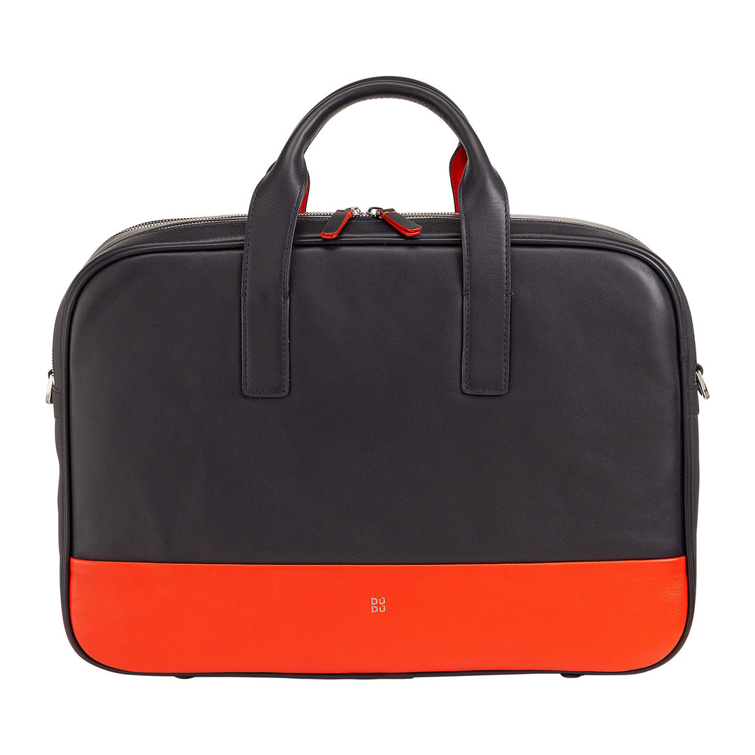DUDU Bolso de Trabajo de Piel para Hombre y Mujer, Maletín para PC o MacBook de hasta 16 Pulgadas, Maletín de Oficina para Documentos con Bandolera, Asas y Doble Cremallera