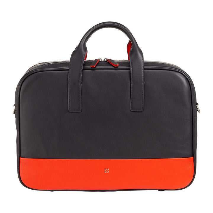 DUDU Bolso de Trabajo de Piel para Hombre y Mujer, Maletín para PC o MacBook de hasta 16 Pulgadas, Maletín de Oficina para Documentos con Bandolera, Asas y Doble Cremallera