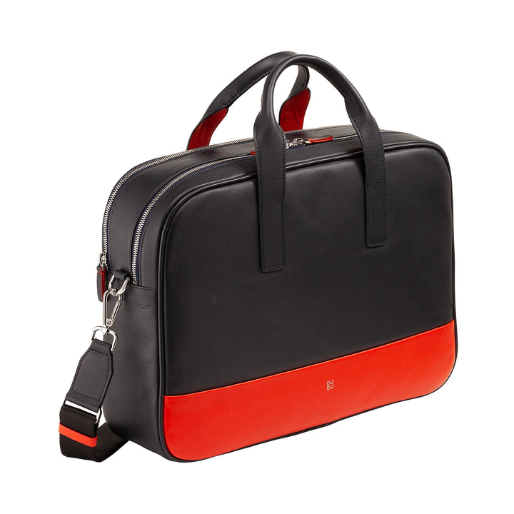 DUDU Bolso de Trabajo de Piel para Hombre y Mujer, Maletín para PC o MacBook de hasta 16 Pulgadas, Maletín de Oficina para Documentos con Bandolera, Asas y Doble Cremallera