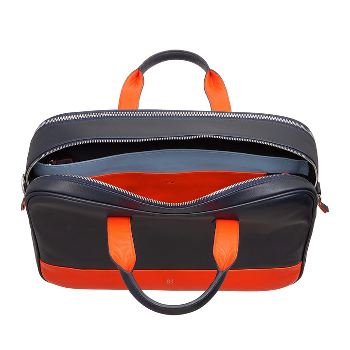 DUDU Bolso de Trabajo de Piel para Hombre y Mujer, Maletín para PC o MacBook de hasta 16 Pulgadas, Maletín de Oficina para Documentos con Bandolera, Asas y Doble Cremallera