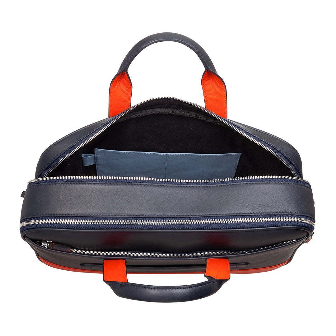 DUDU Bolso de Trabajo de Piel para Hombre y Mujer, Maletín para PC o MacBook de hasta 16 Pulgadas, Maletín de Oficina para Documentos con Bandolera, Asas y Doble Cremallera