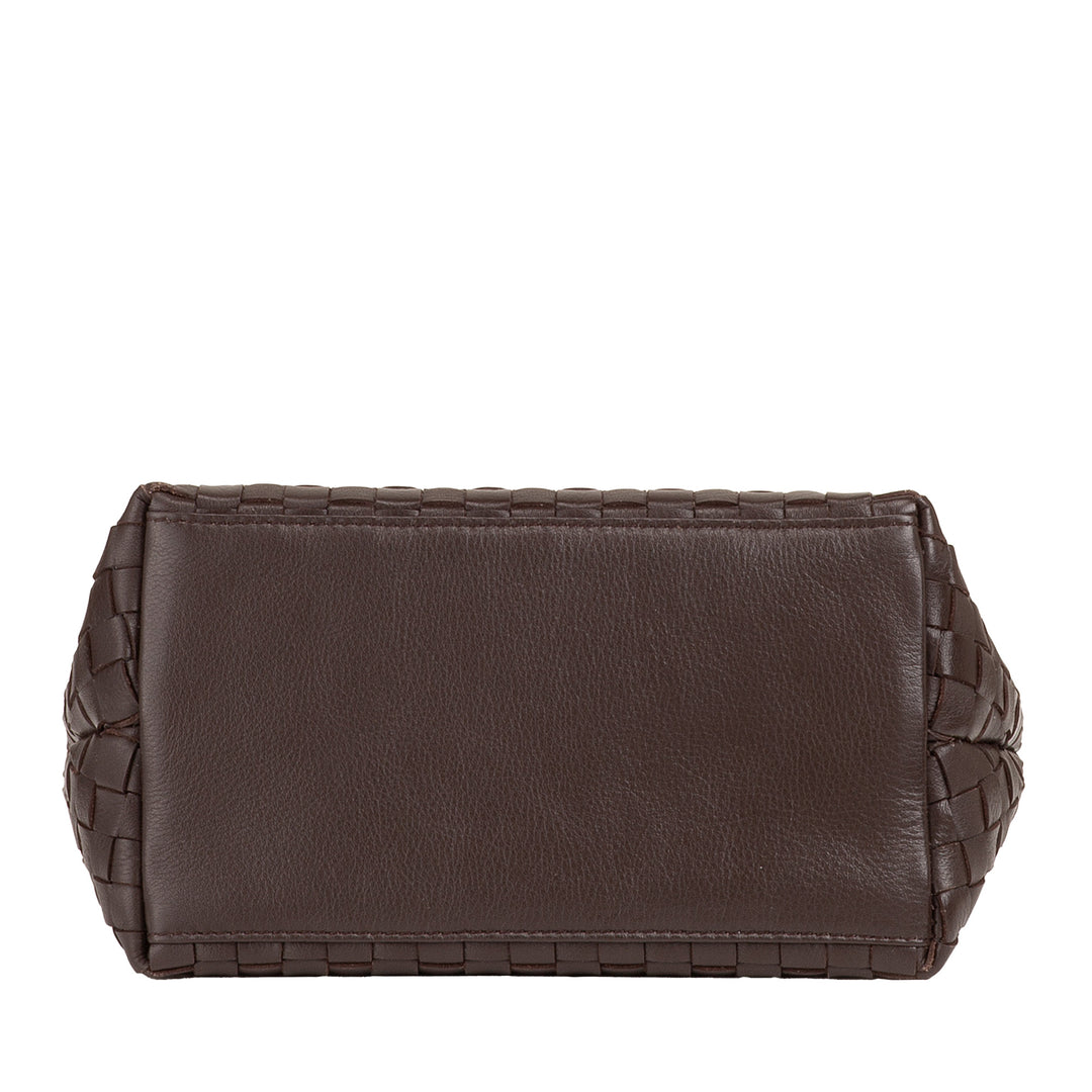 DUDU Bolso pequeño de piel tejida con cremallera para mujer - Mini bolso elegante con correa de cadena para el hombro, bolso de mano compacto y refinado