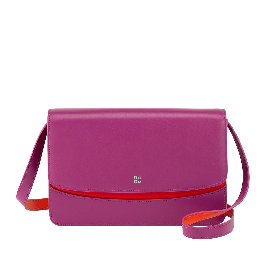 DUDU Bolso de Mujer en Piel Made in Italy Grande Elegante Diseño Rígido con Solapa, 3 Compartimentos