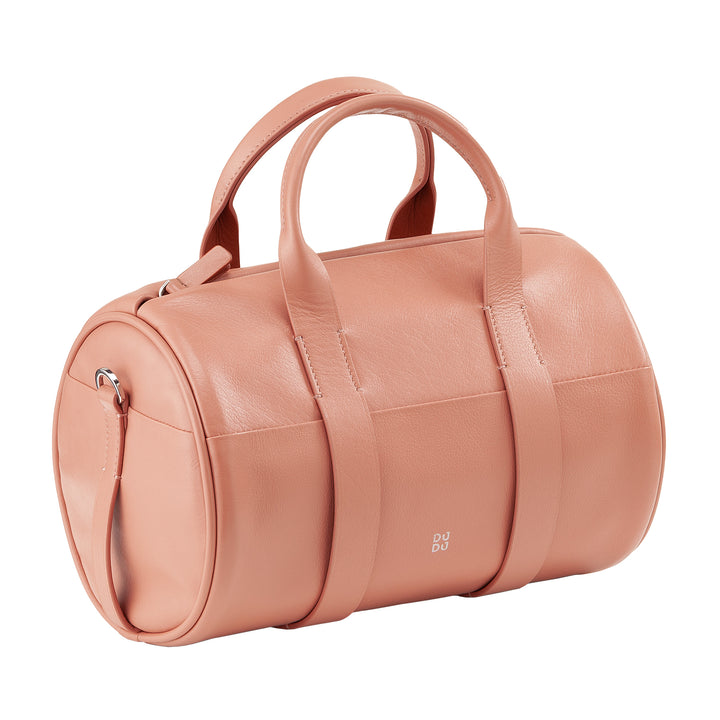 DUDU Bolso Cilíndrico para Mujer de Piel Auténtica, Bolso Cilíndrico Suave, Bolso Barril con Bandolera y Dos Asas, Diseño Elegante y Colorido