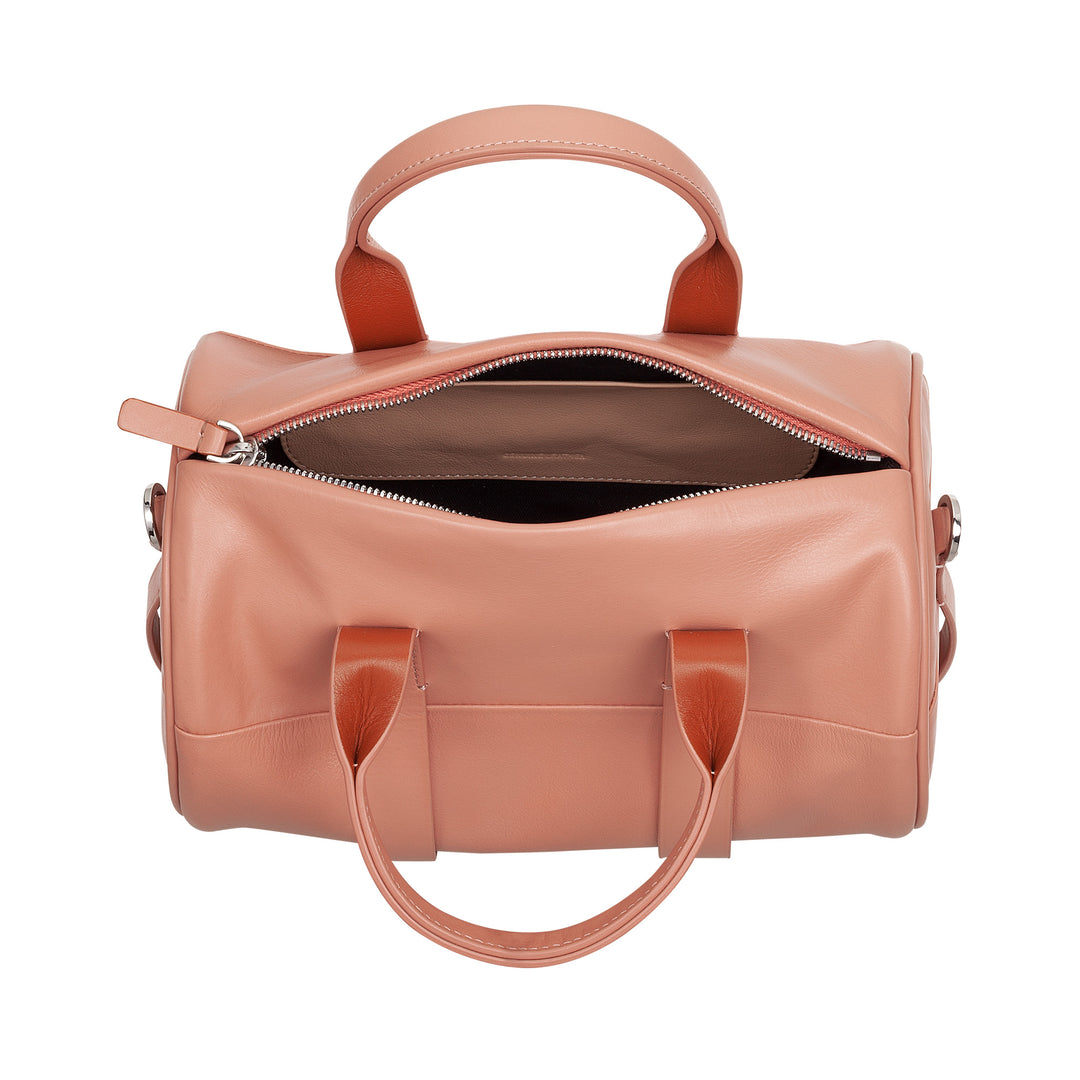 DUDU Bolso Cilíndrico para Mujer de Piel Auténtica, Bolso Cilíndrico Suave, Bolso Barril con Bandolera y Dos Asas, Diseño Elegante y Colorido