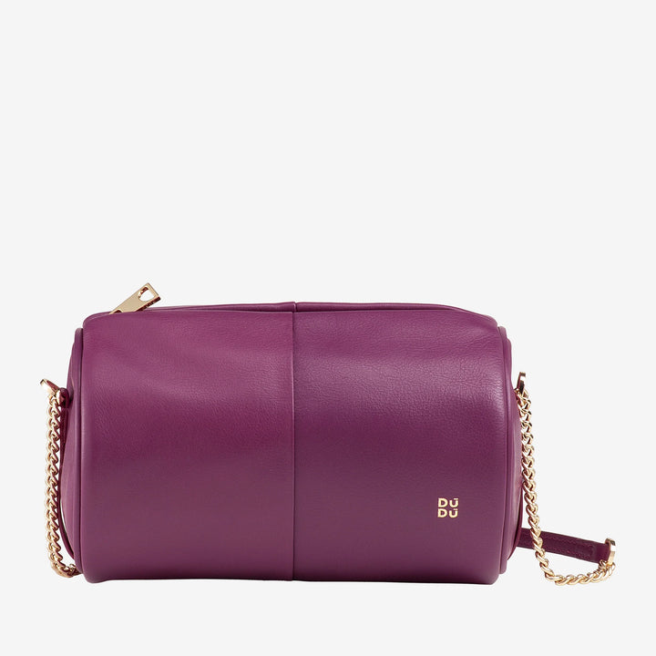 DUDU Borsa Donna Cilindrica in Pelle, Borsa a Tracolla con Catena e Pelle, Borsa a Cilindro Piccola Fashion Elegante con Cerniera
