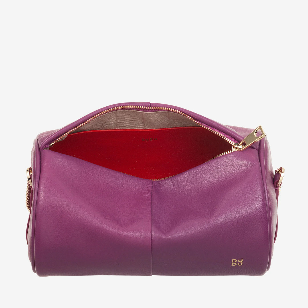 DUDU Borsa Donna Cilindrica in Pelle, Borsa a Tracolla con Catena e Pelle, Borsa a Cilindro Piccola Fashion Elegante con Cerniera
