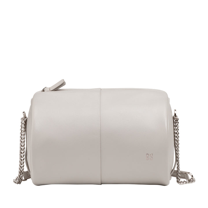 DUDU Sac cylindrique en cuir pour femme, sac à bandoulière avec chaîne et cuir, petit sac cylindrique élégant avec fermeture éclair