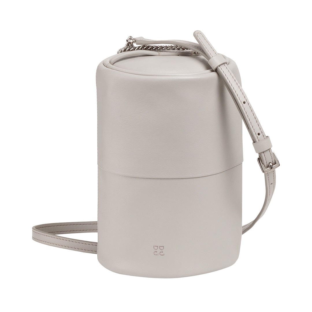 DUDU Sac cylindrique en cuir pour femme, sac à bandoulière avec chaîne et cuir, petit sac cylindrique élégant avec fermeture éclair