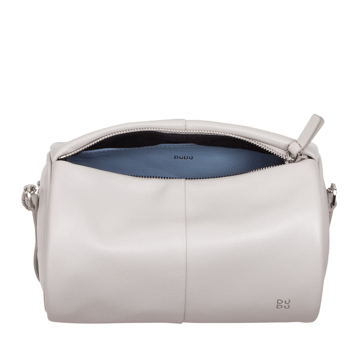 DUDU Sac cylindrique en cuir pour femme, sac à bandoulière avec chaîne et cuir, petit sac cylindrique élégant avec fermeture éclair