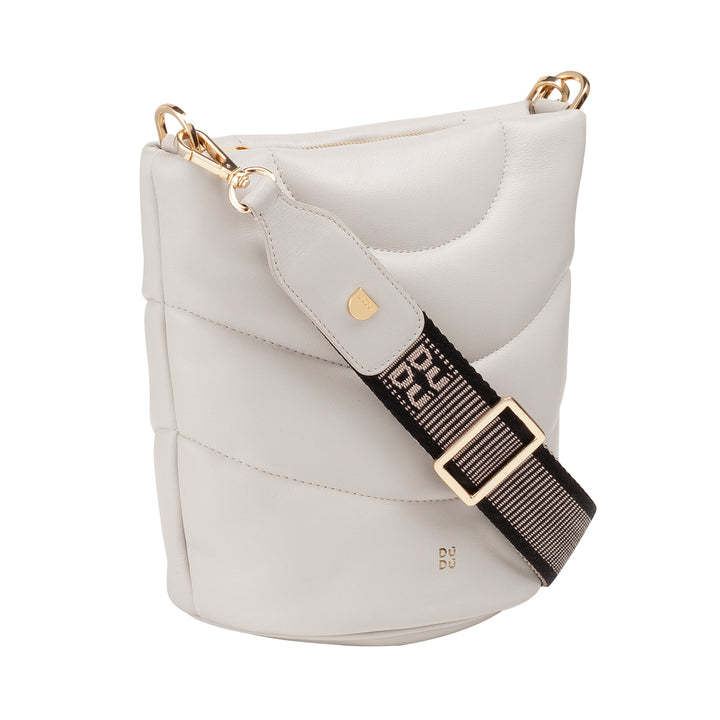 DUDU Sac à bandoulière pour femme et bandoulière matelassée rembourrée en cuir Nappa, petit sac avec fermeture éclair, design élégant