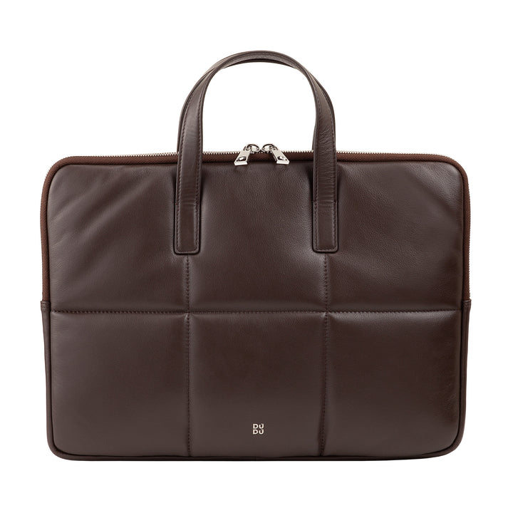 DUDU Sac pour ordinateur portable 14 pouces pour femme avec bandoulière rembourrée en cuir matelassé, support pour ordinateur portable MacBook Notebook jusqu&