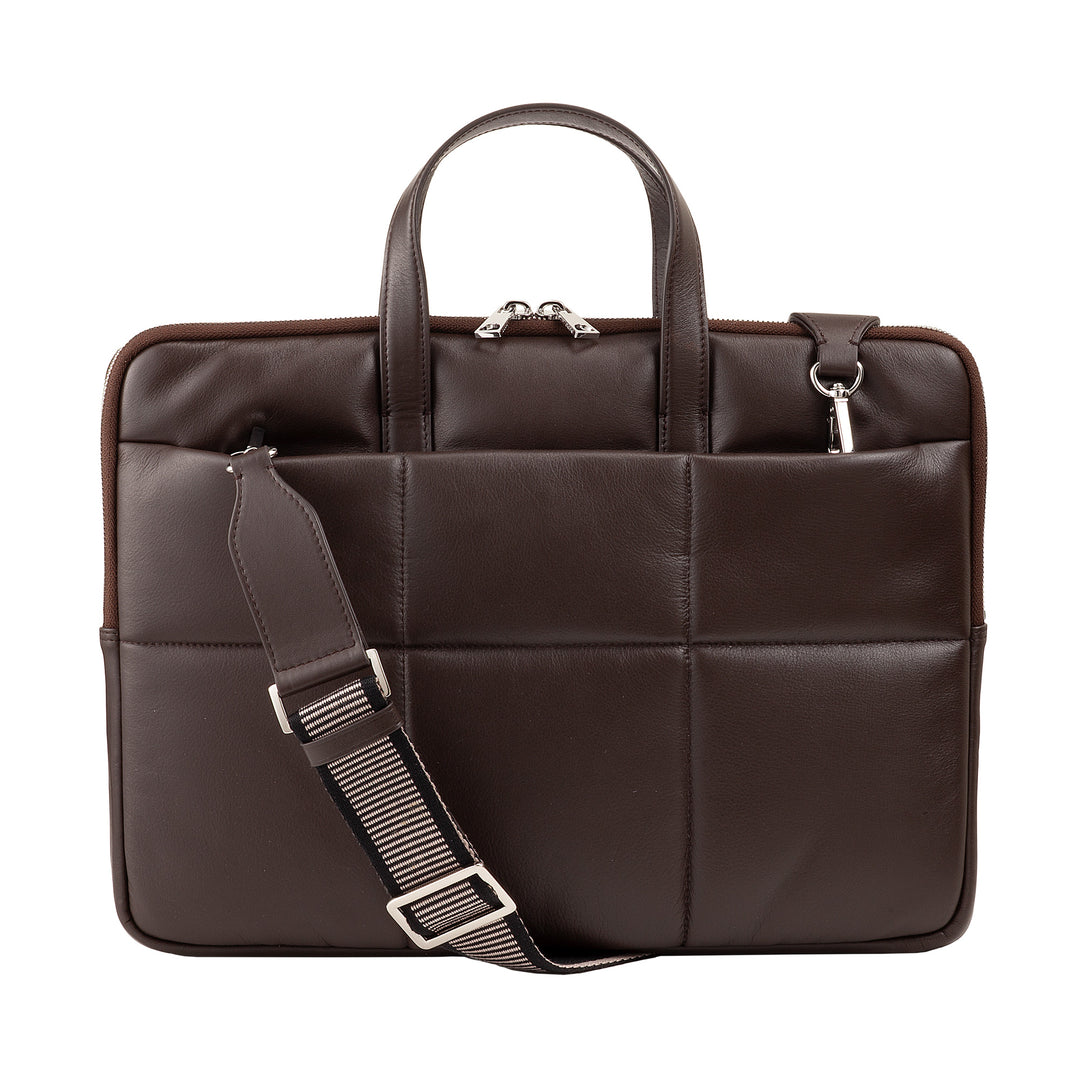 DUDU Sac pour ordinateur portable 14 pouces pour femme avec bandoulière rembourrée en cuir matelassé, support pour ordinateur portable MacBook Notebook jusqu&
