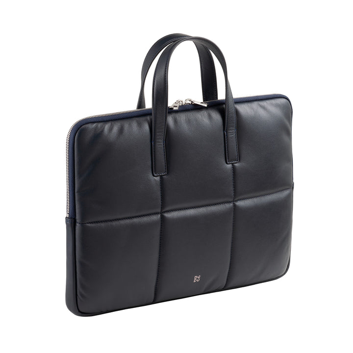 DUDU Sac pour ordinateur portable 14 pouces pour femme avec bandoulière rembourrée en cuir matelassé, support pour ordinateur portable MacBook Notebook jusqu&