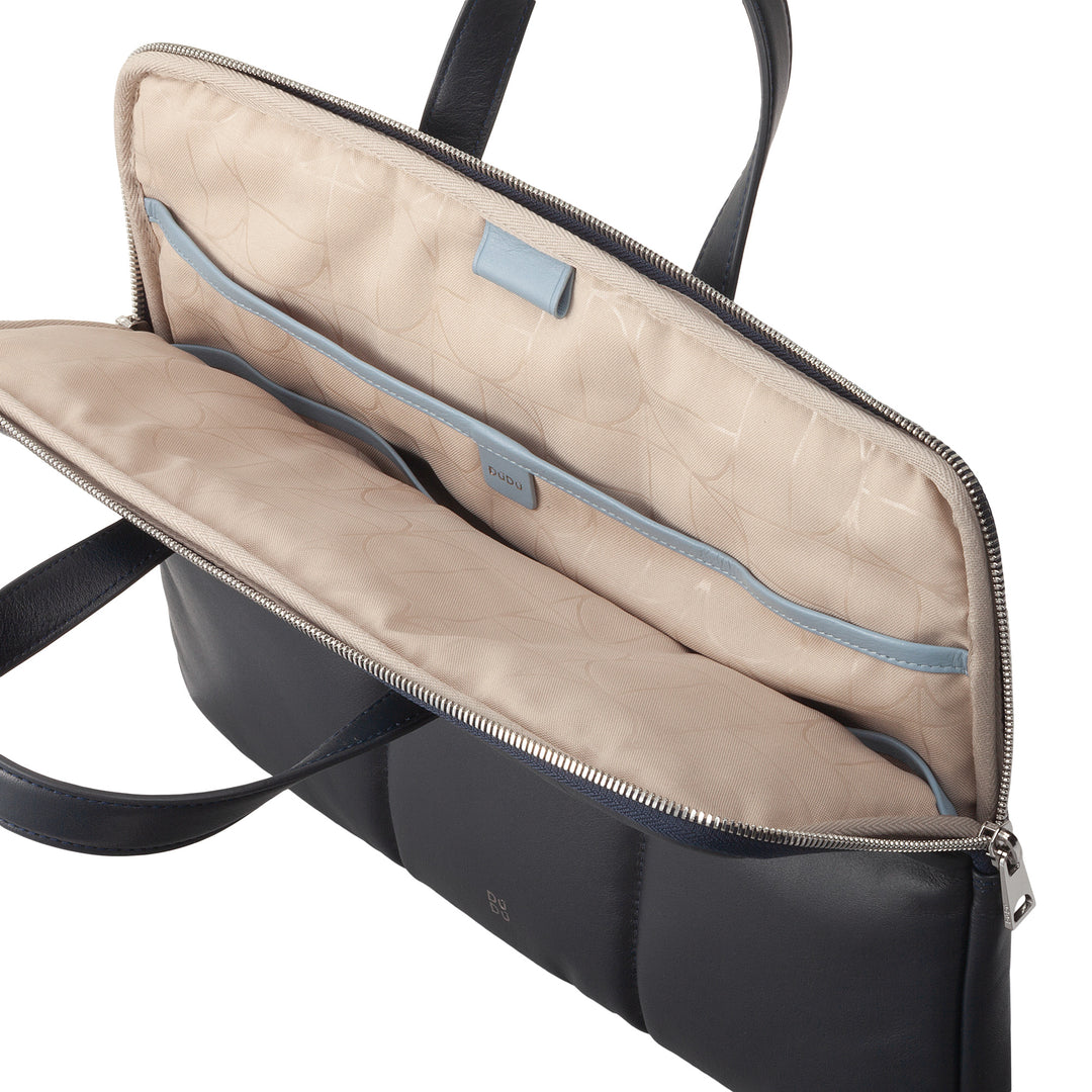 DUDU Sac pour ordinateur portable 14 pouces pour femme avec bandoulière rembourrée en cuir matelassé, support pour ordinateur portable MacBook Notebook jusqu&
