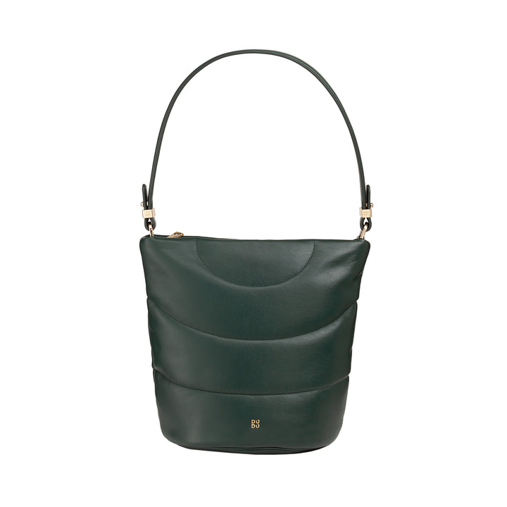 DUDU Sac bandoulière et bandoulière matelassée rembourrée en cuir Nappa, grand sac avec fermeture éclair et double bandoulière, design élégant