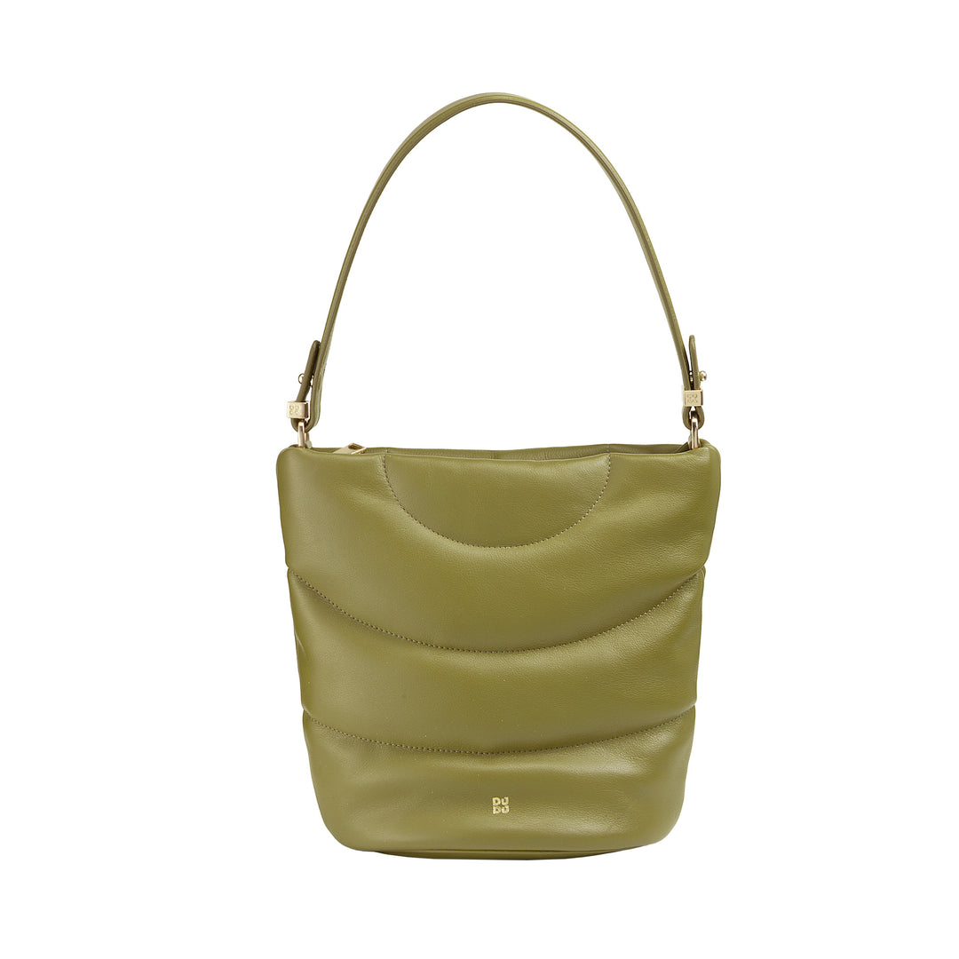 DUDU Sac bandoulière et bandoulière matelassée rembourrée en cuir Nappa, grand sac avec fermeture éclair et double bandoulière, design élégant