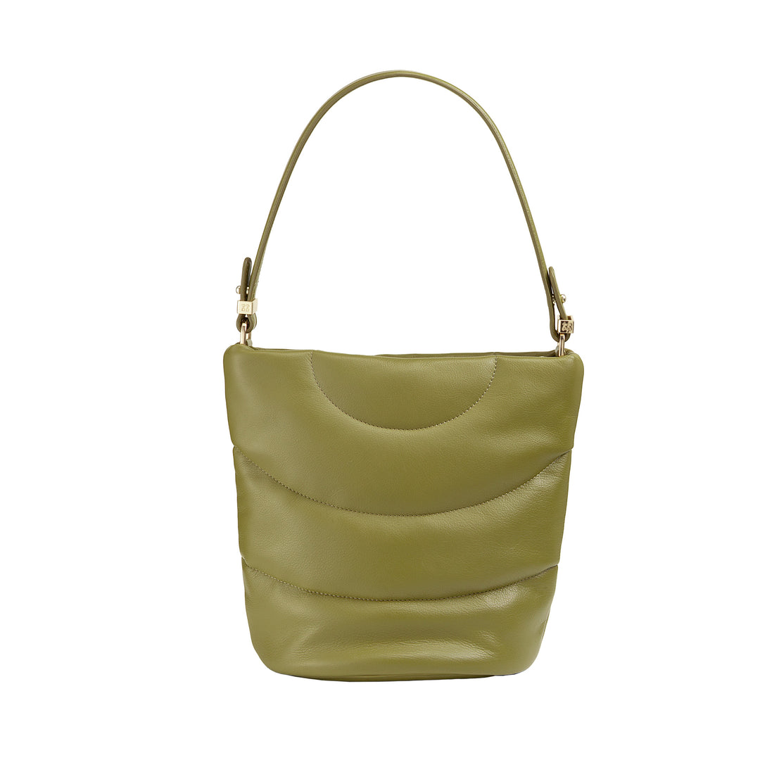 DUDU Sac bandoulière et bandoulière matelassée rembourrée en cuir Nappa, grand sac avec fermeture éclair et double bandoulière, design élégant