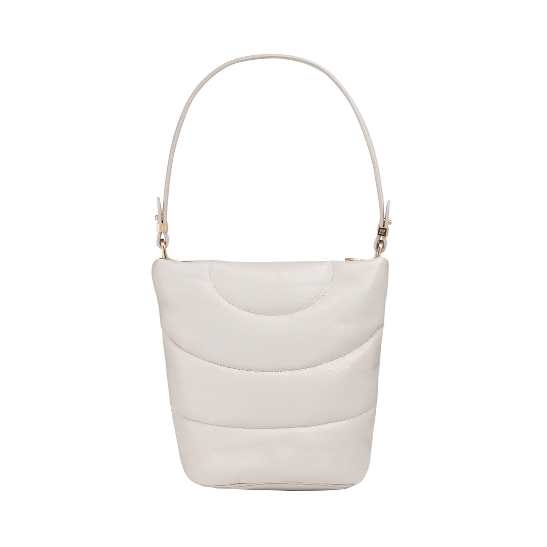 DUDU Sac bandoulière et bandoulière matelassée rembourrée en cuir Nappa, grand sac avec fermeture éclair et double bandoulière, design élégant
