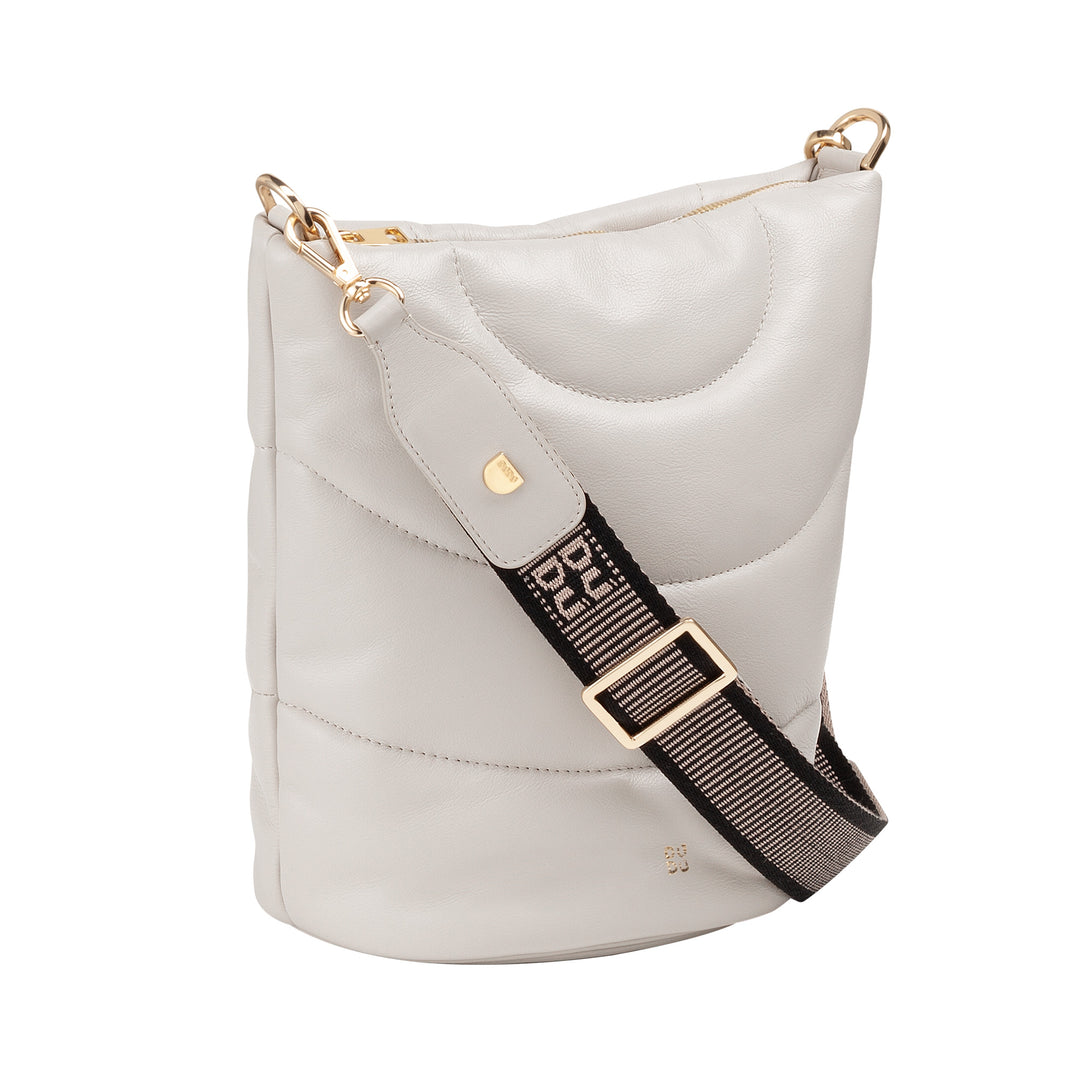 DUDU Sac bandoulière et bandoulière matelassée rembourrée en cuir Nappa, grand sac avec fermeture éclair et double bandoulière, design élégant