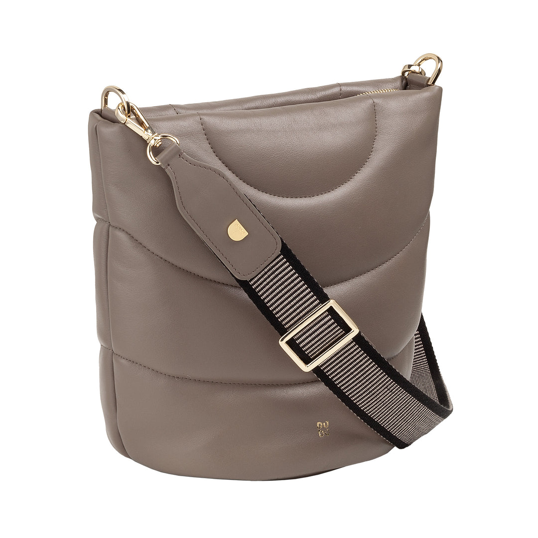 DUDU Bolso Bandolera Mujer y Bandolera Acolchada Acolchada en Piel Napa, Bolso Grande con Cremallera y Doble Bandolera, Diseño Elegante