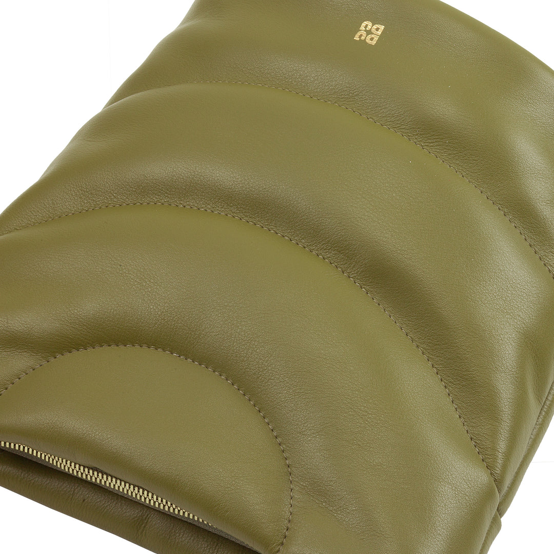 DUDU Sac bandoulière et bandoulière matelassée rembourrée en cuir Nappa, grand sac avec fermeture éclair et double bandoulière, design élégant