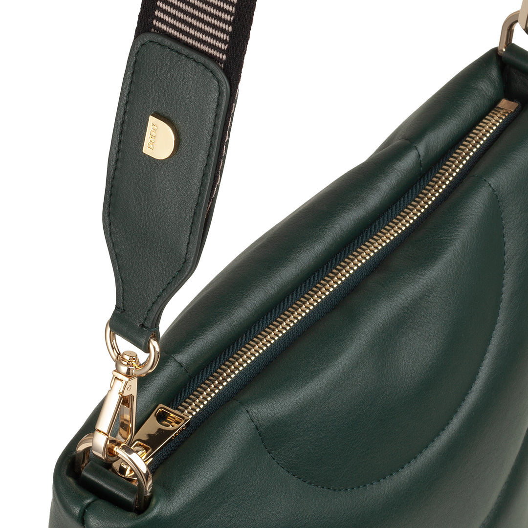 DUDU Sac bandoulière et bandoulière matelassée rembourrée en cuir Nappa, grand sac avec fermeture éclair et double bandoulière, design élégant