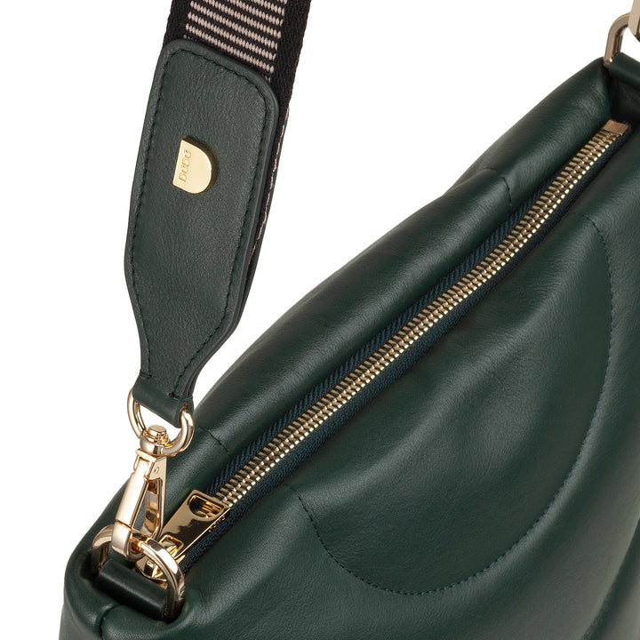 DUDU Sac bandoulière et bandoulière matelassée rembourrée en cuir Nappa, grand sac avec fermeture éclair et double bandoulière, design élégant