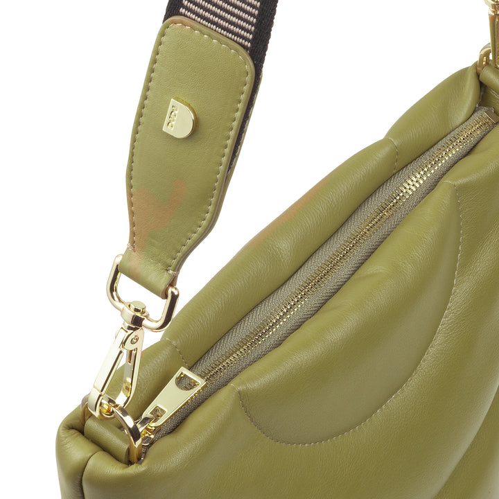 DUDU Sac bandoulière et bandoulière matelassée rembourrée en cuir Nappa, grand sac avec fermeture éclair et double bandoulière, design élégant