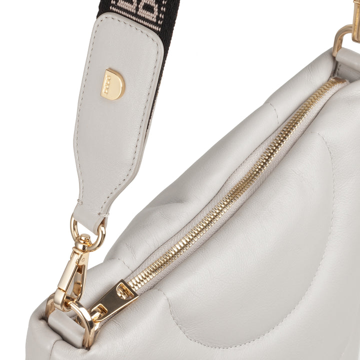 DUDU Sac bandoulière et bandoulière matelassée rembourrée en cuir Nappa, grand sac avec fermeture éclair et double bandoulière, design élégant