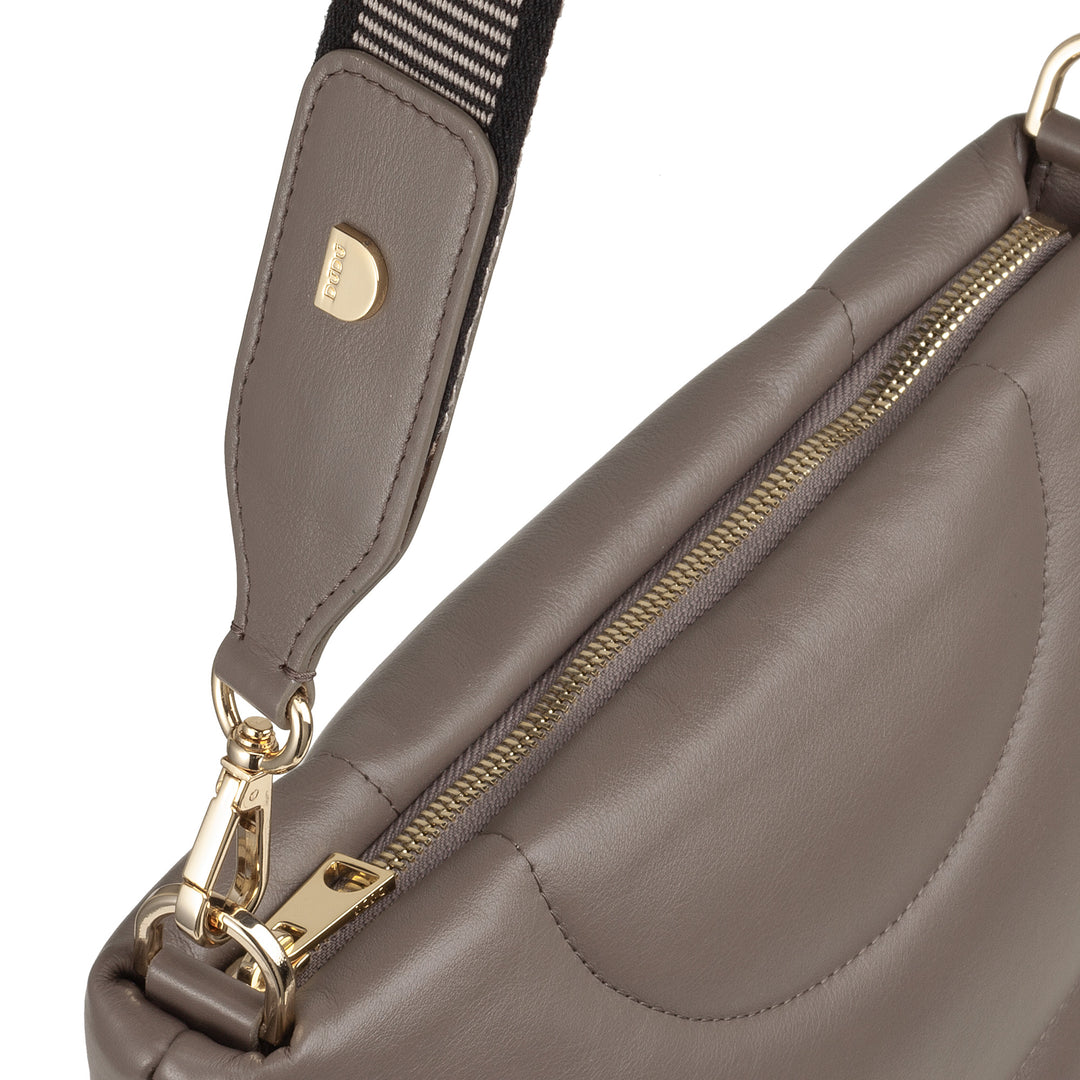 DUDU Bolso Bandolera Mujer y Bandolera Acolchada Acolchada en Piel Napa, Bolso Grande con Cremallera y Doble Bandolera, Diseño Elegante