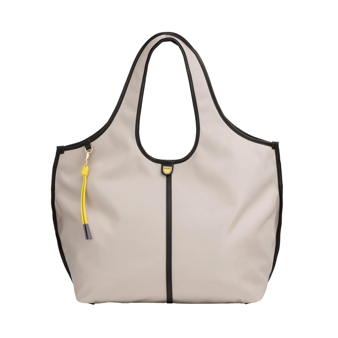 DUDU Bolso de hombro grande para mujer en nailon y piel - Shopper ligero con bandolera ajustable y cierre magnético