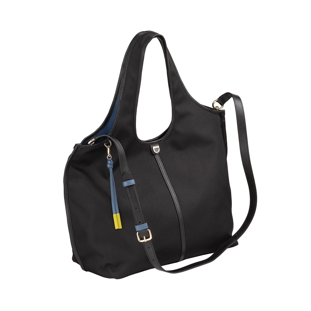 DUDU Grand Sac à Main Bandoulière pour Femme en Nylon et Cuir - Cabas Léger avec Bandoulière Ajustable et Fermeture Magnétique