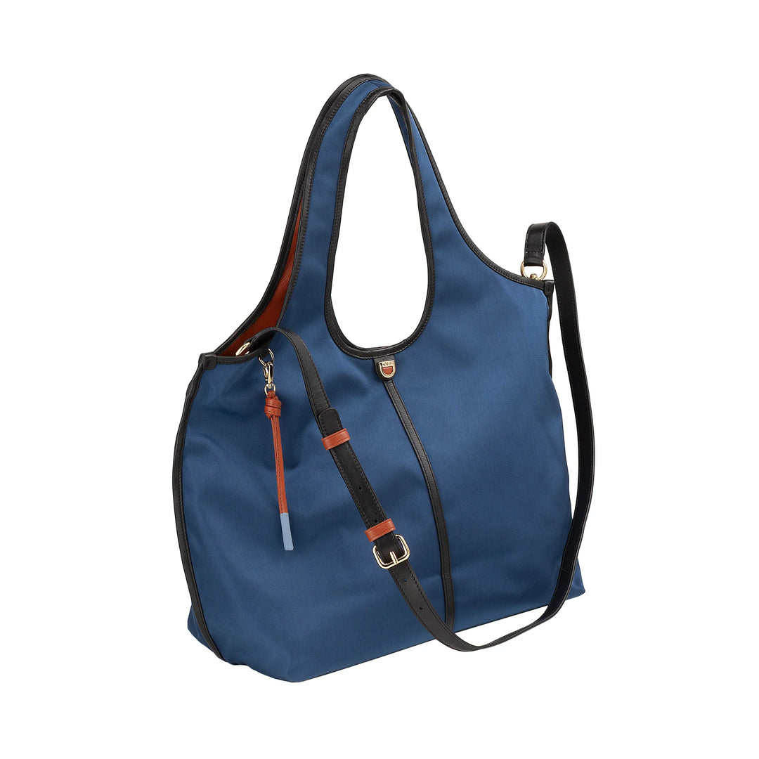 DUDU Bolso de hombro grande para mujer en nailon y piel - Shopper ligero con bandolera ajustable y cierre magnético