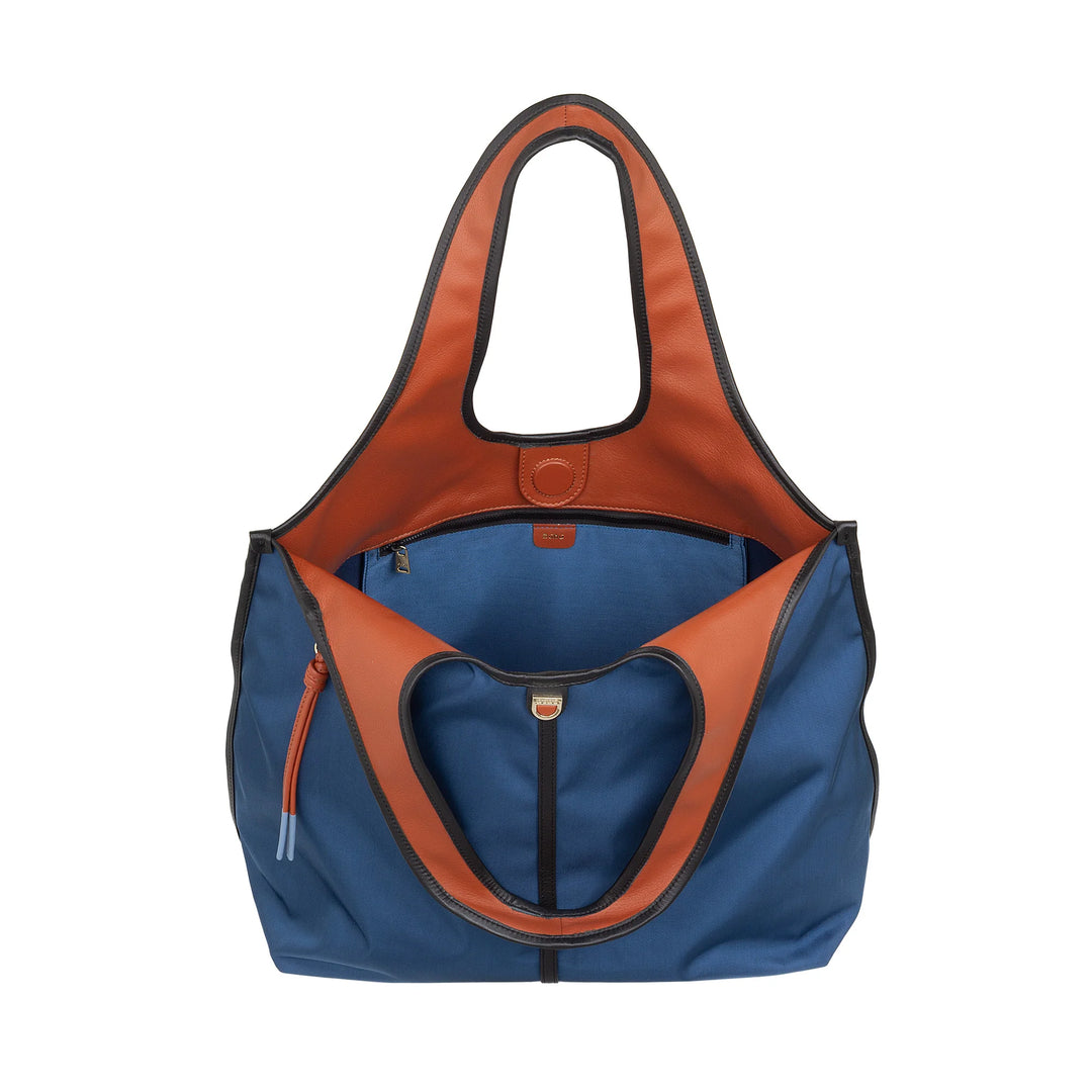 DUDU Bolso de hombro grande para mujer en nailon y piel - Shopper ligero con bandolera ajustable y cierre magnético