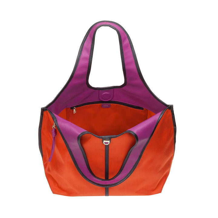 DUDU Borsa Donna a Mano a Tracolla Grande in Nylon e Pelle – Shopper Leggera con Tracolla Regolabile e Chiusura Magnetica