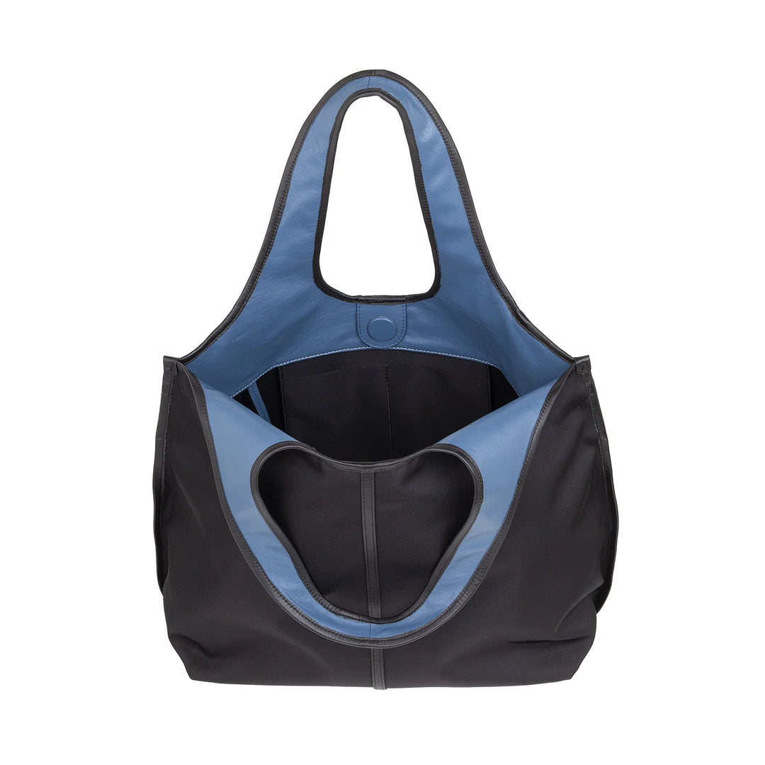 DUDU Grand Sac à Main Bandoulière pour Femme en Nylon et Cuir - Cabas Léger avec Bandoulière Ajustable et Fermeture Magnétique