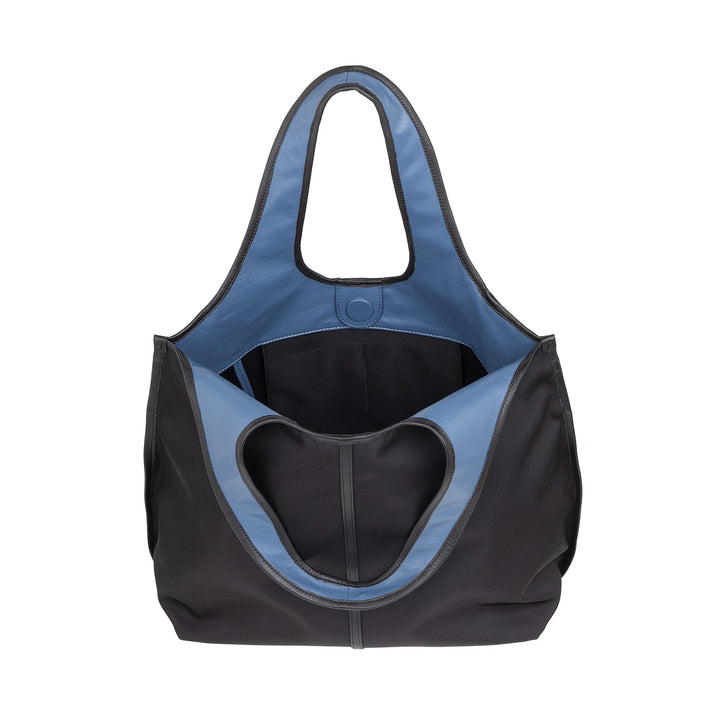 DUDU Grand Sac à Main Bandoulière pour Femme en Nylon et Cuir - Cabas Léger avec Bandoulière Ajustable et Fermeture Magnétique