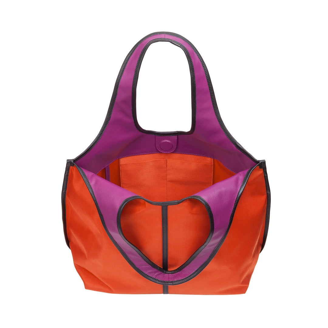 DUDU Borsa Donna a Mano a Tracolla Grande in Nylon e Pelle – Shopper Leggera con Tracolla Regolabile e Chiusura Magnetica