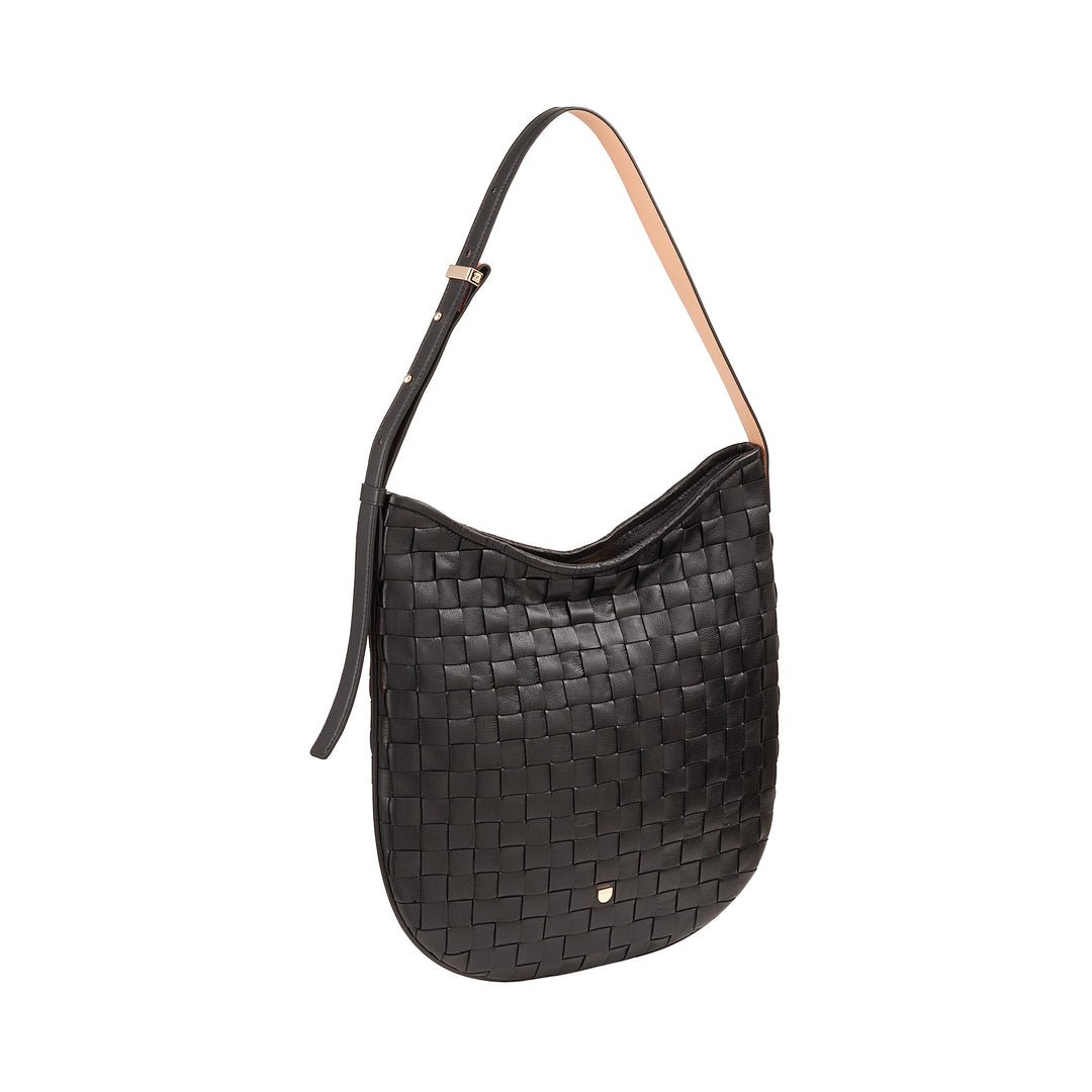 DUDU Sac à Bandoulière pour Femme en Cuir Tressé - Sac Hobo élégant avec Fermeture Éclair, Sac à Bandoulière en Cuir Véritable avec Poignée Réglable et Intérieur Spacieux