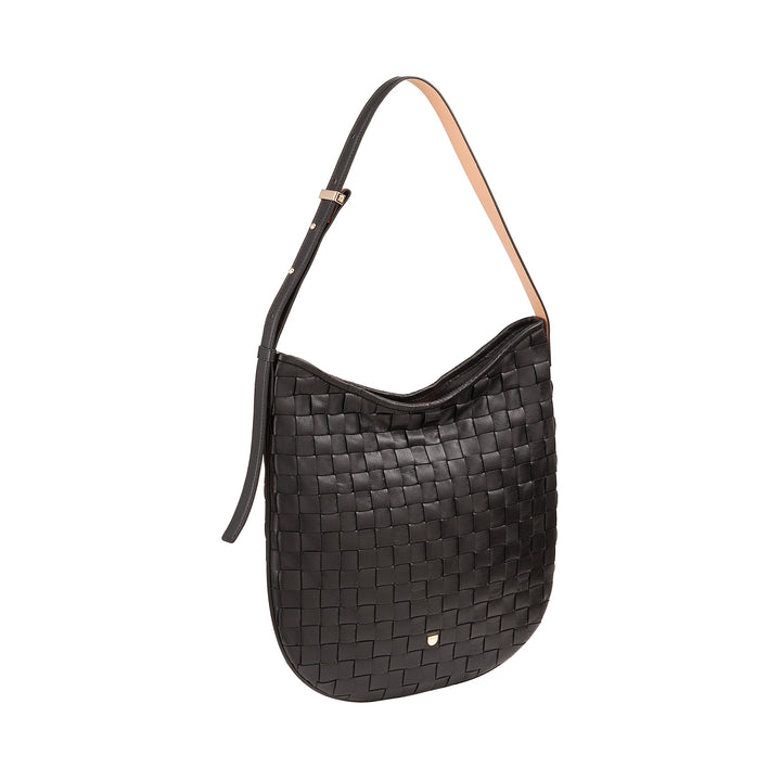 DUDU Sac à Bandoulière pour Femme en Cuir Tressé - Sac Hobo élégant avec Fermeture Éclair, Sac à Bandoulière en Cuir Véritable avec Poignée Réglable et Intérieur Spacieux