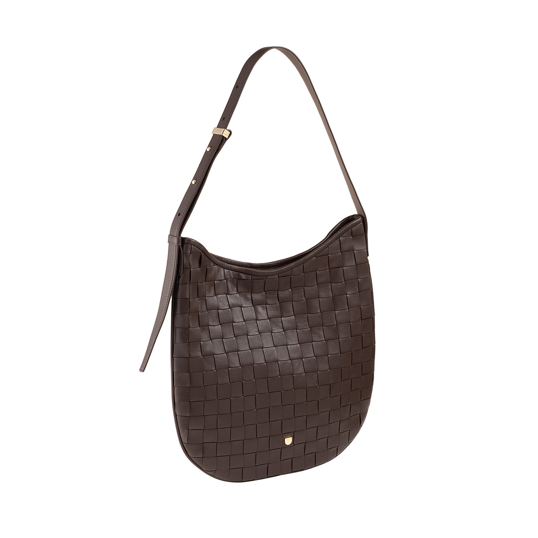 DUDU Sac à Bandoulière pour Femme en Cuir Tressé - Sac Hobo élégant avec Fermeture Éclair, Sac à Bandoulière en Cuir Véritable avec Poignée Réglable et Intérieur Spacieux
