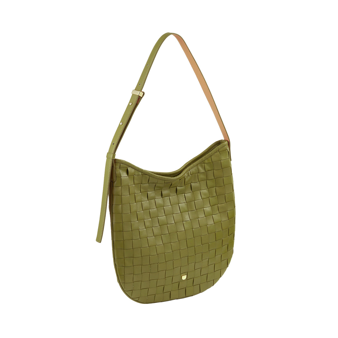 DUDU Sac à Bandoulière pour Femme en Cuir Tressé - Sac Hobo élégant avec Fermeture Éclair, Sac à Bandoulière en Cuir Véritable avec Poignée Réglable et Intérieur Spacieux