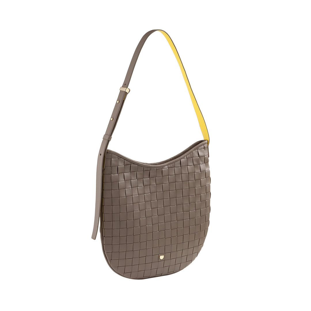 DUDU Sac à Bandoulière pour Femme en Cuir Tressé - Sac Hobo élégant avec Fermeture Éclair, Sac à Bandoulière en Cuir Véritable avec Poignée Réglable et Intérieur Spacieux